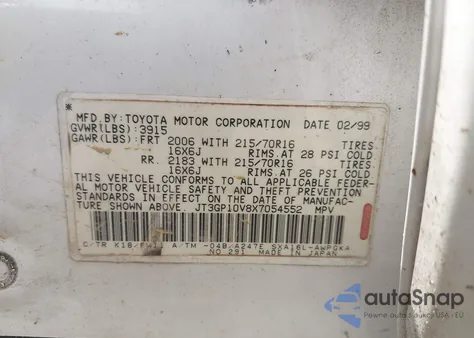 1999 Toyota Rav4 из США, поврежденный, VIN JT3GP10V8X7054552